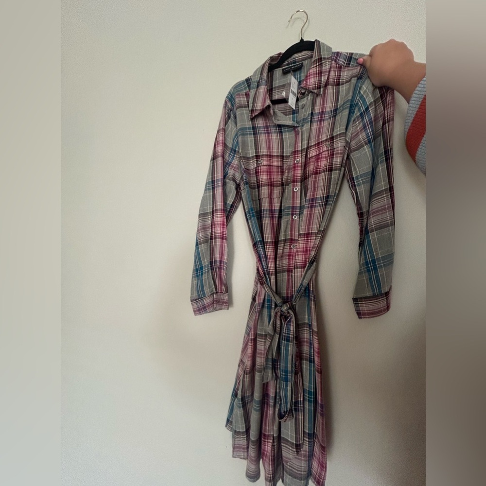 Lane Bryant never worn with tag womens 14 flannel dress with tye!